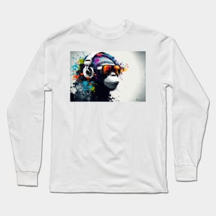 color splash music monkey #2 Long Sleeve T-Shirt